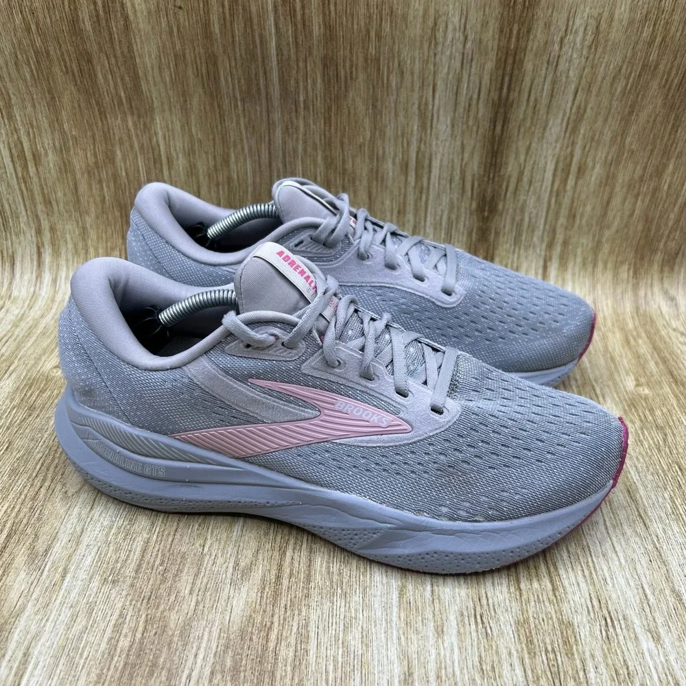 Brooks Adrenaline GTS 24 Women's Size 9.5 Grey Pink Running Shoes 1204261B019